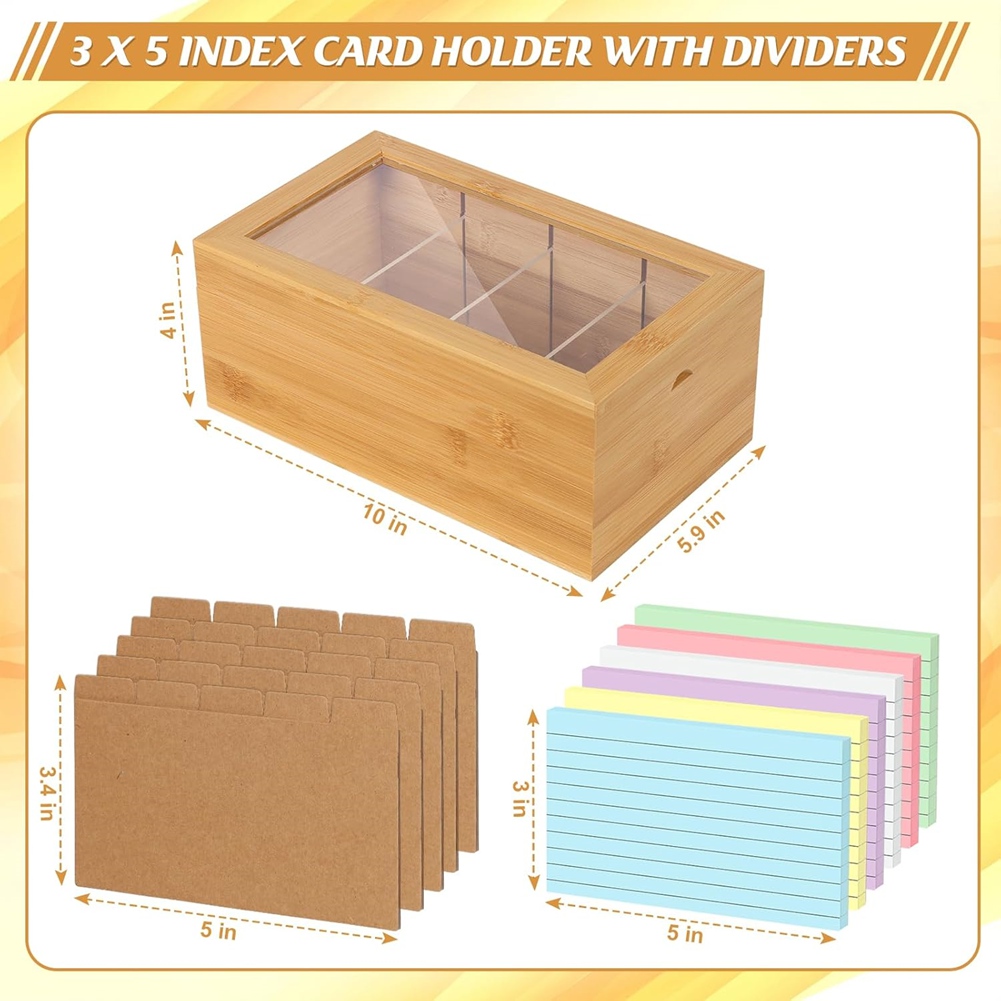 ABUA Bamboo Index Card Organiz - Card Index Box recension och pris